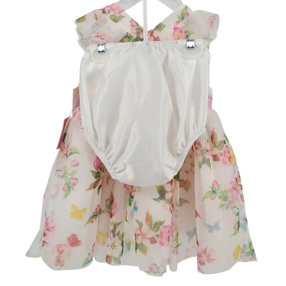 Rare Editions Baby Girls Short Sleeves Floral Mesh Social Dress 24 Month 2 Piece
